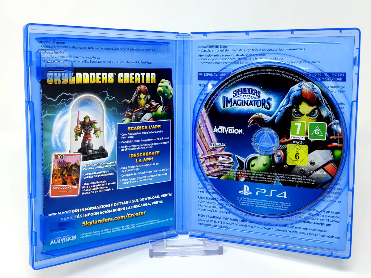 Interior del juego Skylanders Imaginators (ESP) para PlayStation 4 con disco y manual