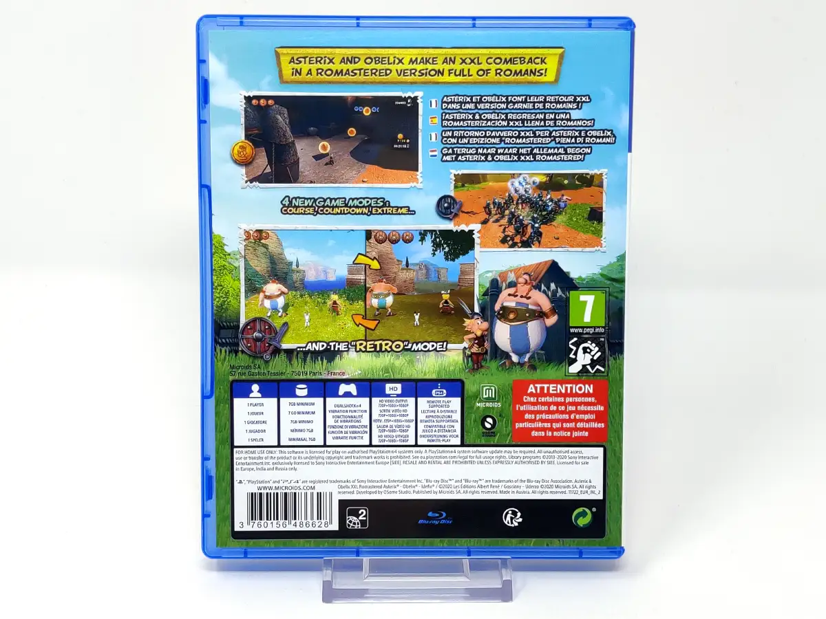 Parte trasera de Asterix & Obelix XXL: Romastered (ESP) para PlayStation 4, edición PAL España
