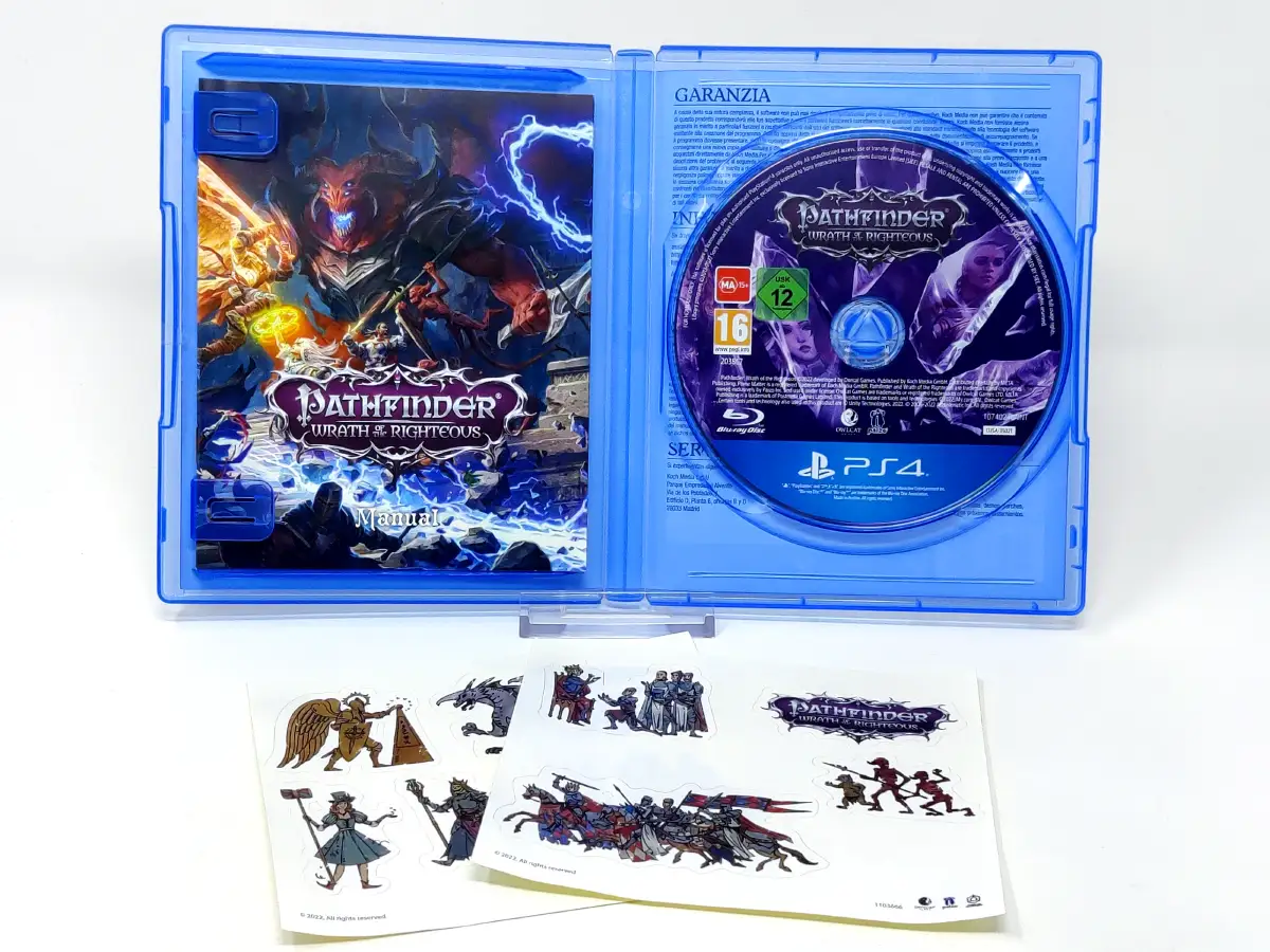 Interior del juego Pathfinder: Wrath of the Righteous (Edición Limitada) (ESP) para PlayStation 4 con disco y manual