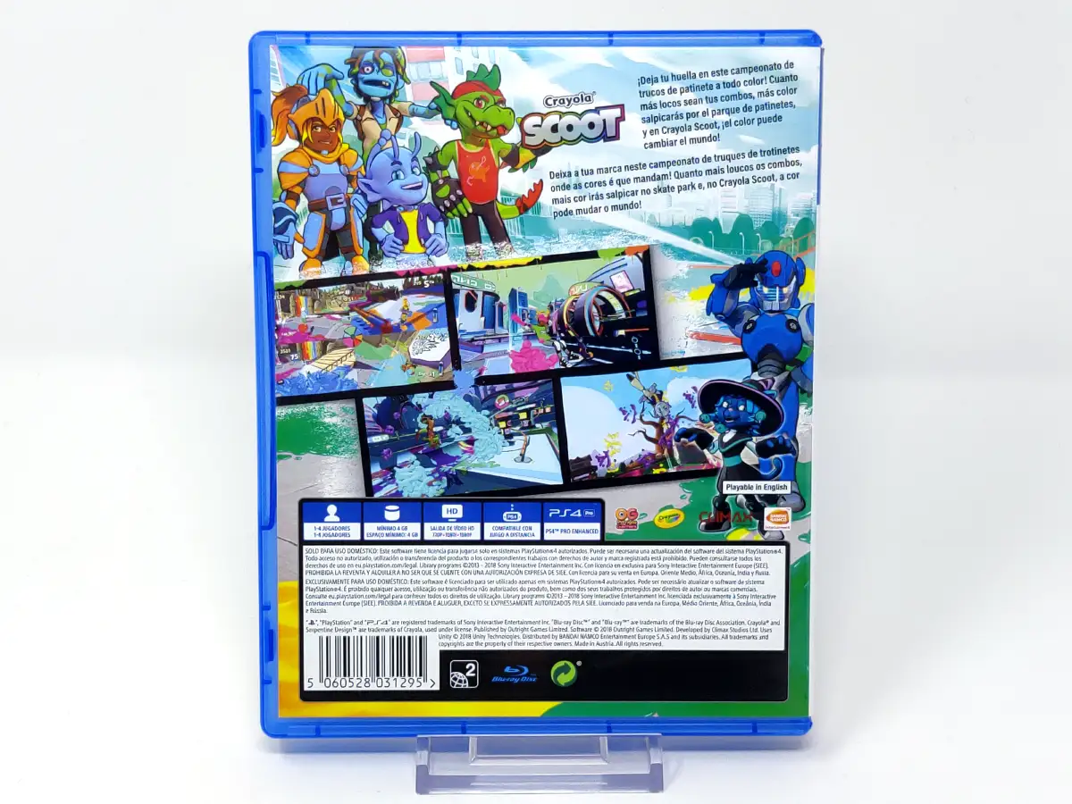 Parte trasera de Crayola Scoot (ESP) para PlayStation 4, edición PAL España