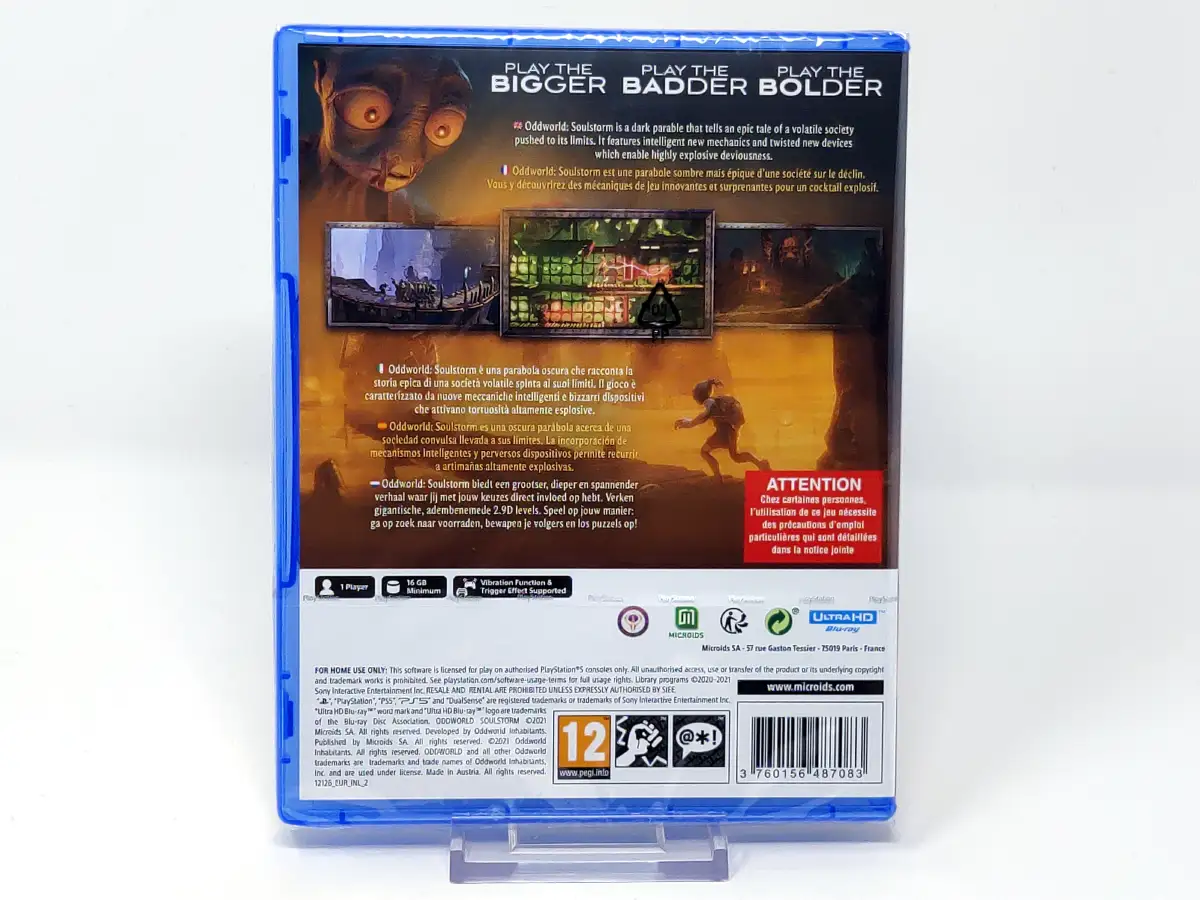 Parte trasera de Oddworld: Soulstorm (ESP) (Precintado) para PlayStation 5, edición PAL España