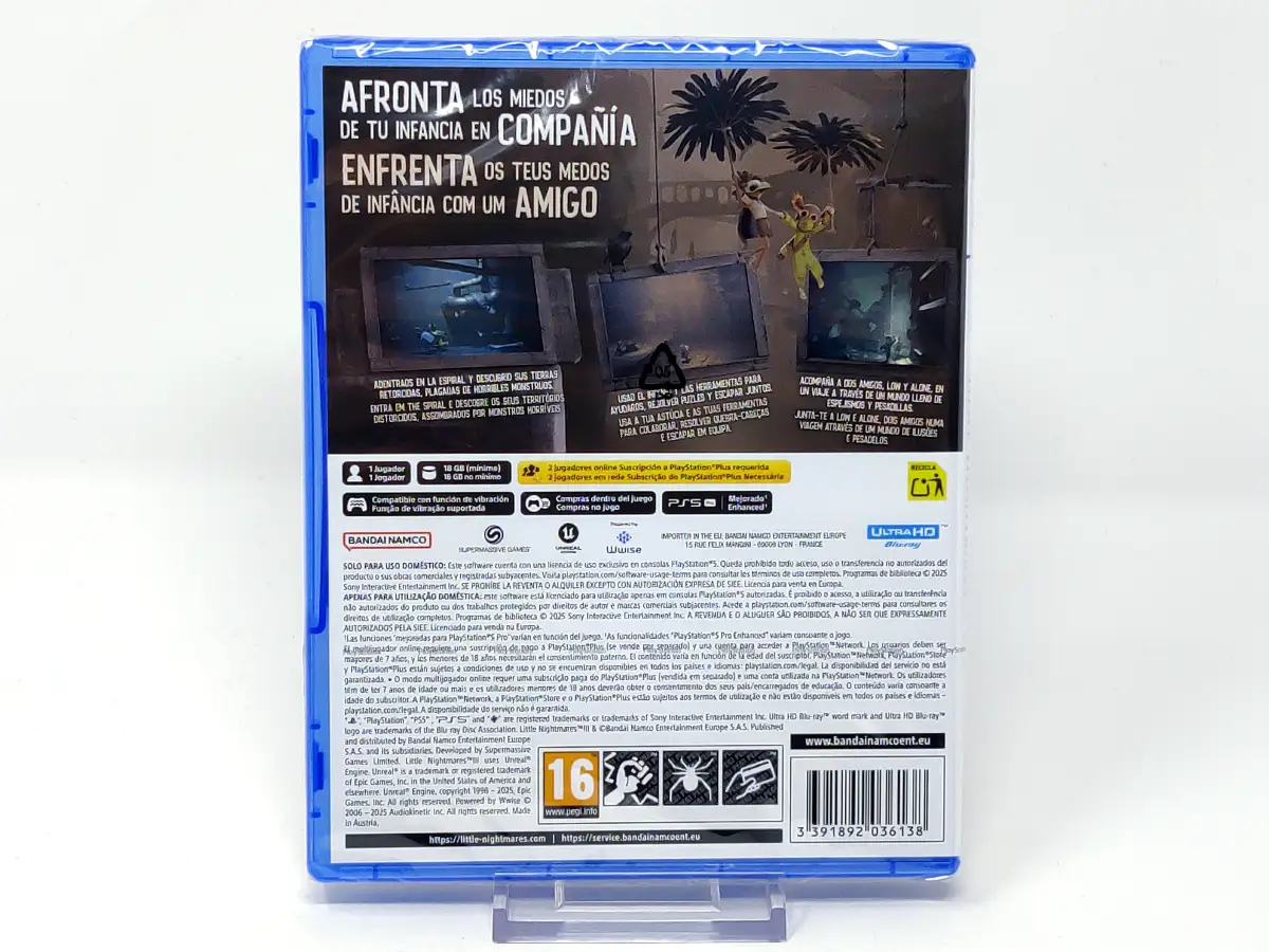 Parte trasera de Little Nightmares III (ESP) (Precintado) para PlayStation 5, edición PAL España