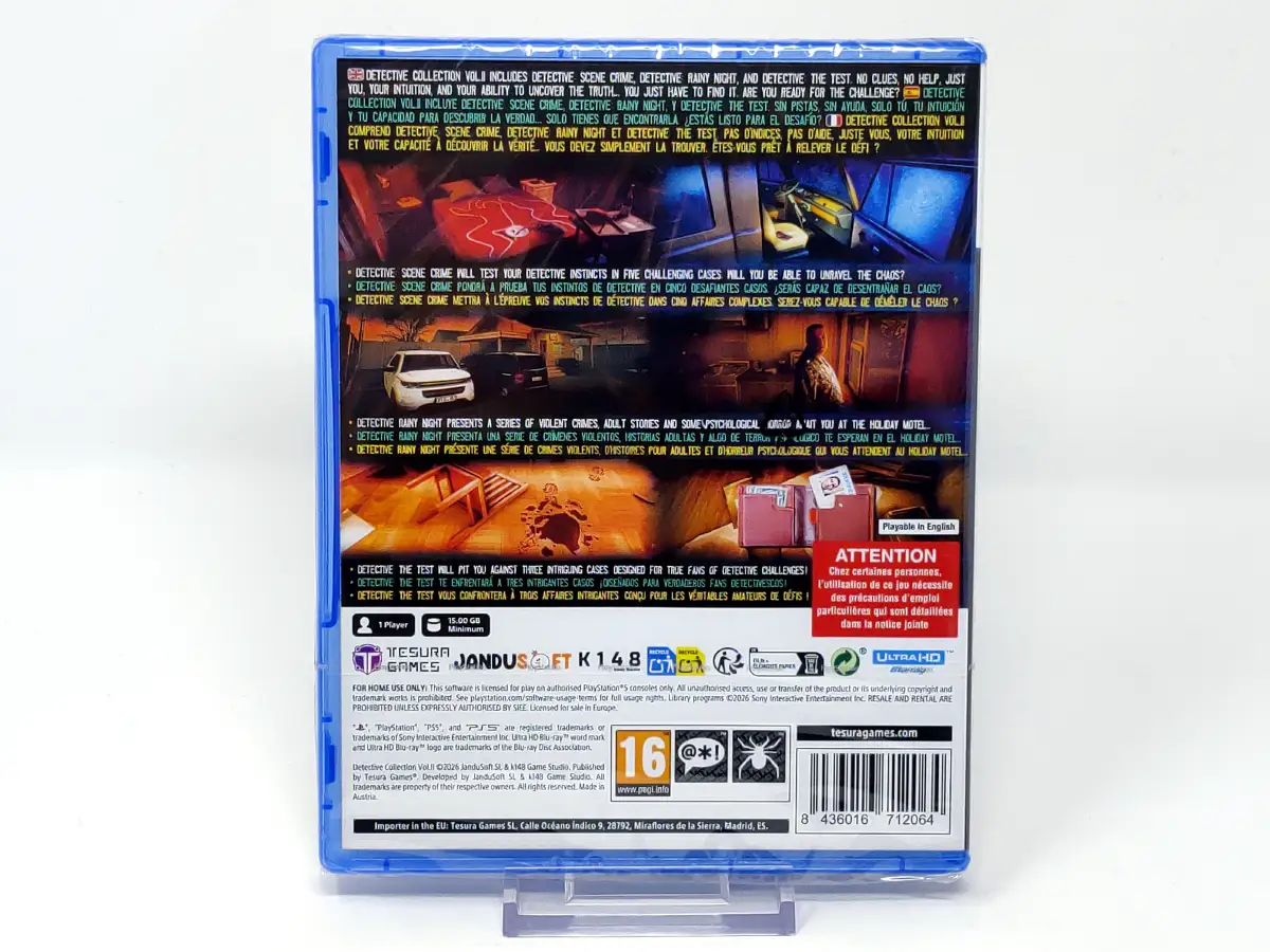 Parte trasera de Detective Collection Vol. II (ESP) (Precintado) para PlayStation 5, edición PAL España