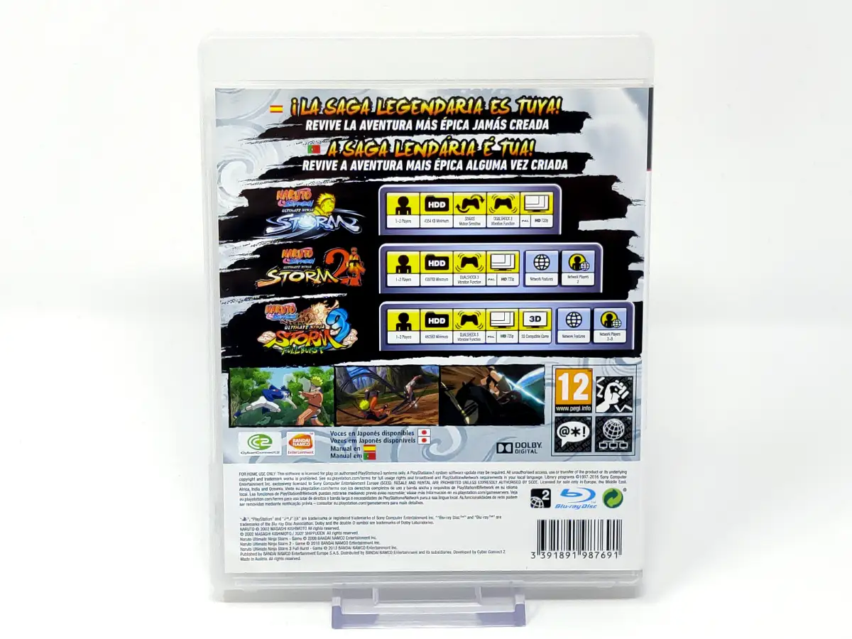 Parte trasera de Naruto Shippuden: Ultimate Ninja Storm Collection (ESP) para PlayStation 3, edición PAL España