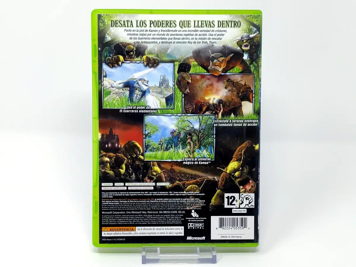 Parte trasera de Kameo: Elements of Power (ESP) para XBOX 360, edición PAL España
