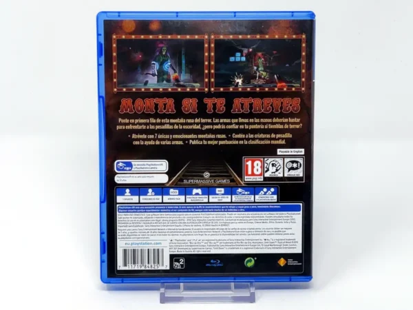 Parte trasera de Until Dawn: Rush of Blood (ESP) para PlayStation 4, edición PAL España