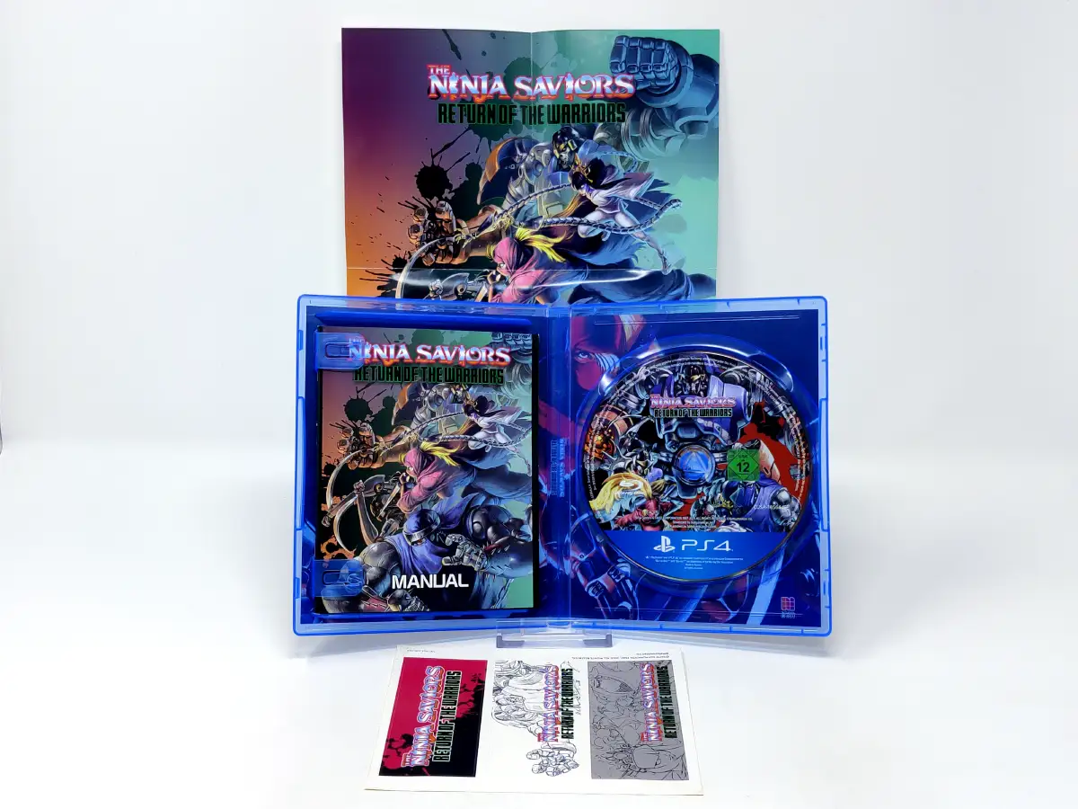 Interior del juego The Ninja Saviors: Return of the Warriors (ESP) para PlayStation 4 con disco y manual