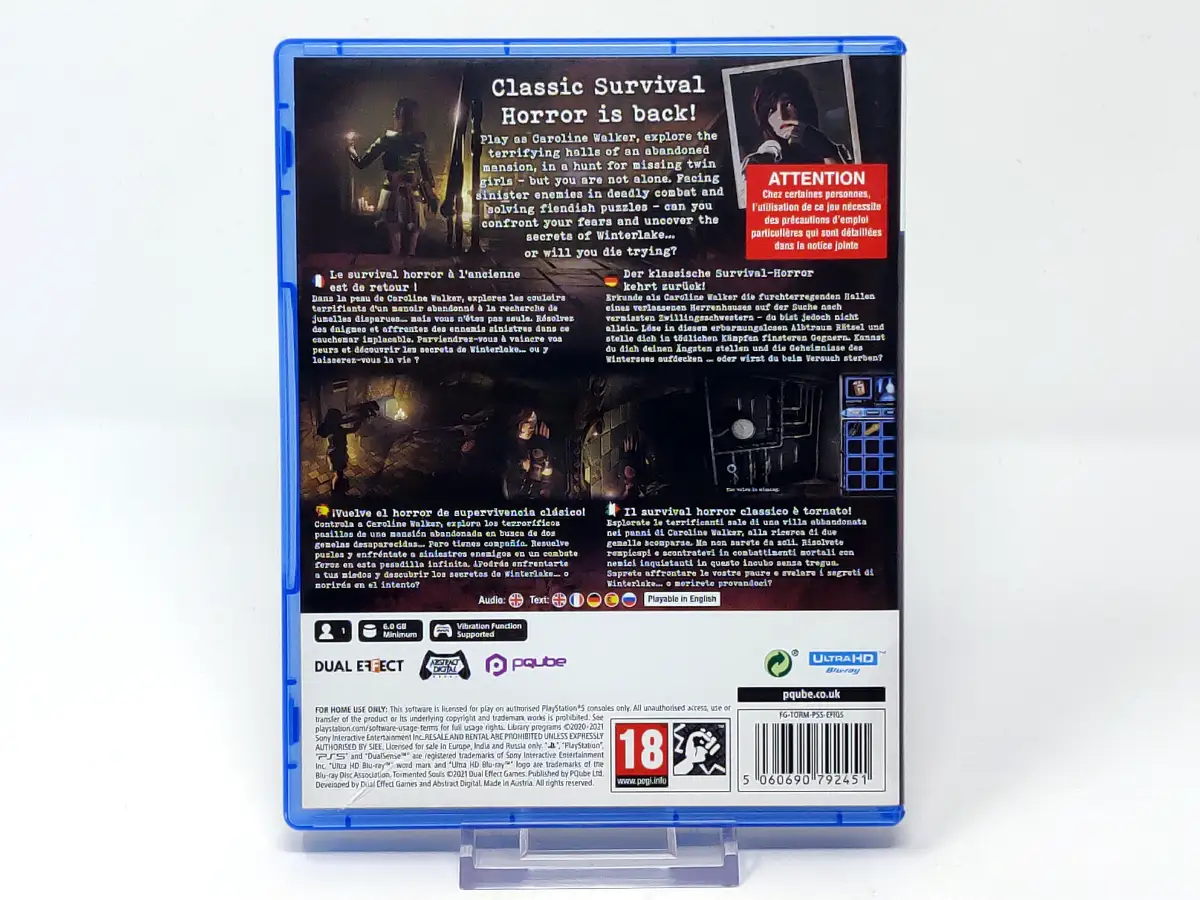 Parte trasera de Tormented Souls (ESP) para PlayStation 5, edición PAL España