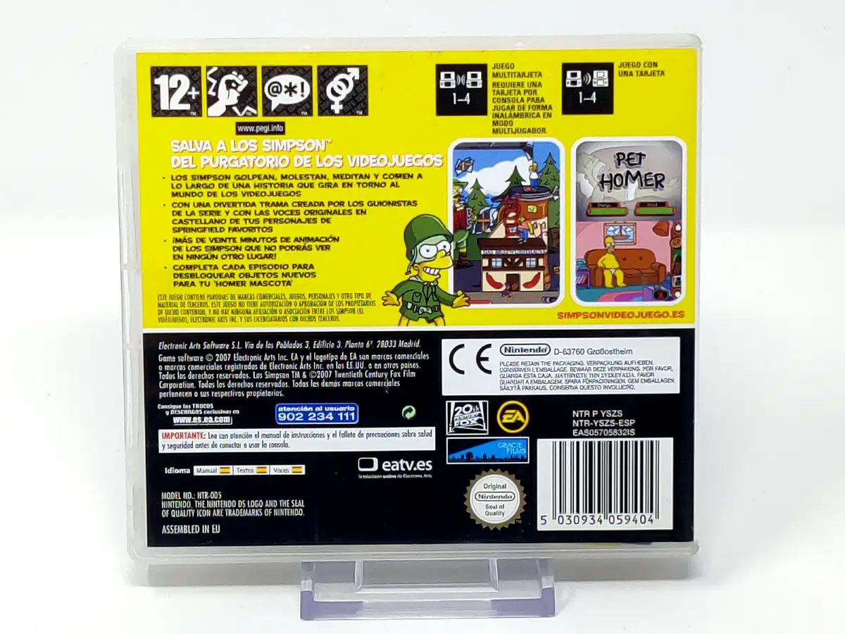 Parte trasera de Los Simpson: El Videojuego (ESP) (Rebajado) para Nintendo DS, edición PAL España
