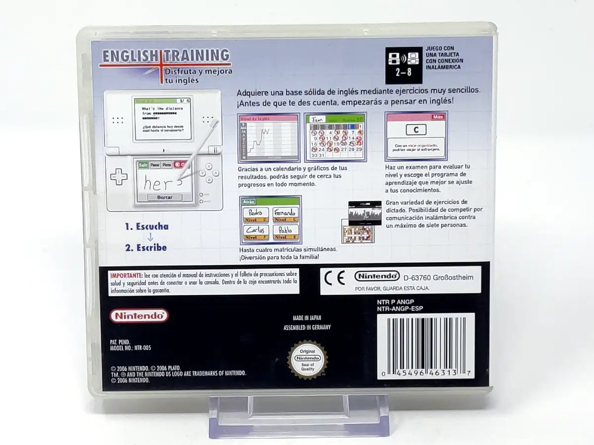 Parte trasera de English Training: Disfruta y Mejora tu Inglés (ESP) para Nintendo DS, edición PAL España