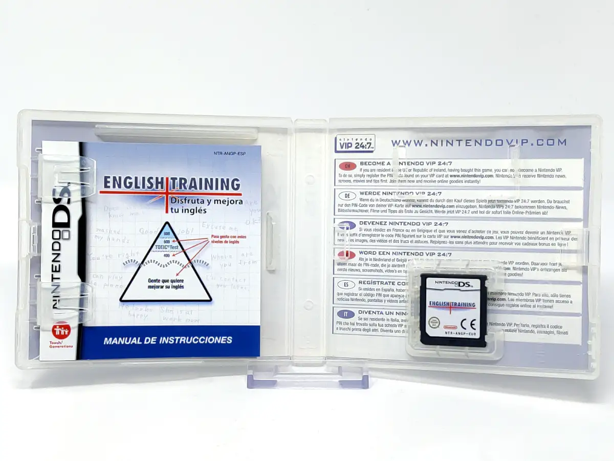 Interior del juego English Training: Disfruta y Mejora tu Inglés (ESP) para Nintendo DS con disco y manual