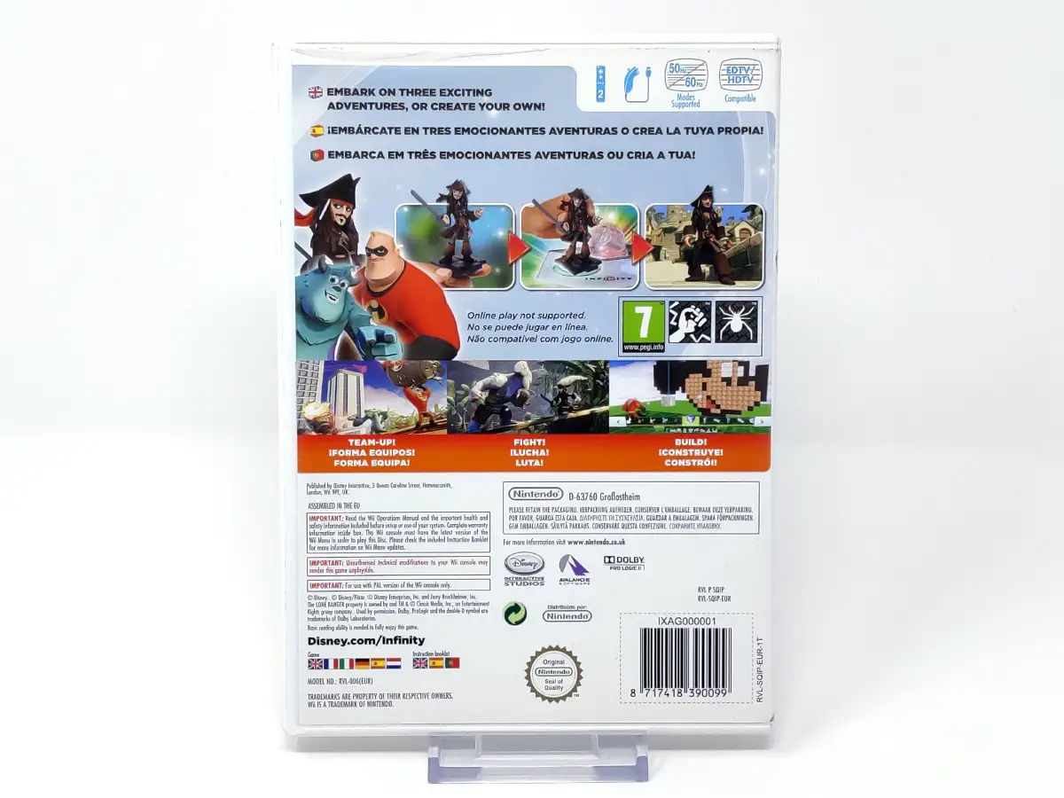 Parte trasera de Disney Infinity (ESP) para Nintendo Wii, edición PAL España