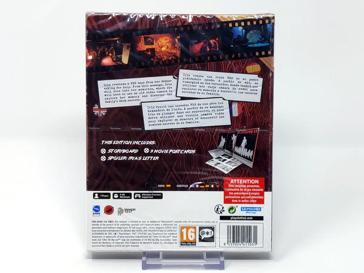 Parte trasera de Tape: Unveil the Memories (Director's Edition) (ESP) (Precintado) para PlayStation 5, edición PAL España
