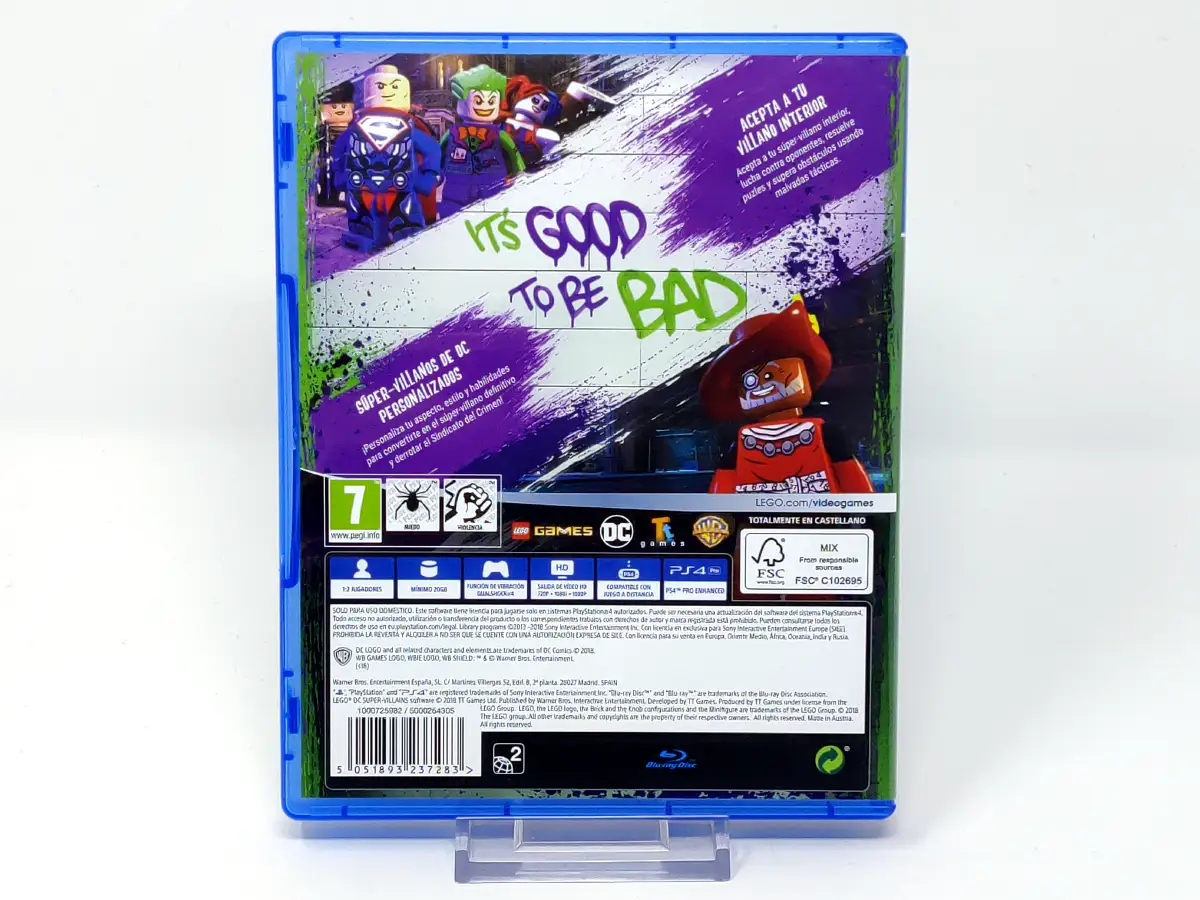 Parte trasera de LEGO DC Súper-Villanos (ESP) para PlayStation 4, edición PAL España