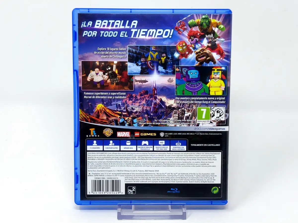 Parte trasera de LEGO Marvel Super Heroes 2 (ESP) para PlayStation 4, edición PAL España
