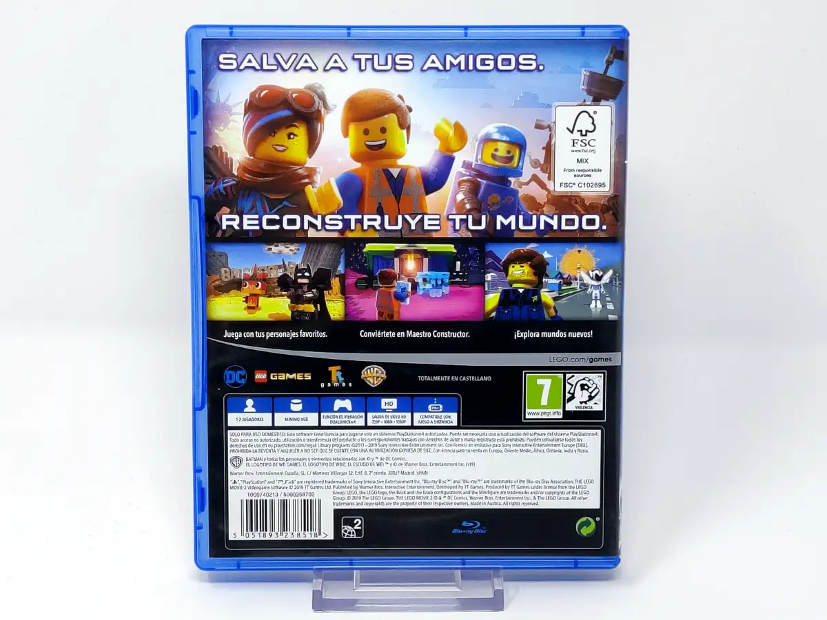 Parte trasera de LEGO La Película 2: El Videojuego (ESP) para PlayStation 4, edición PAL España