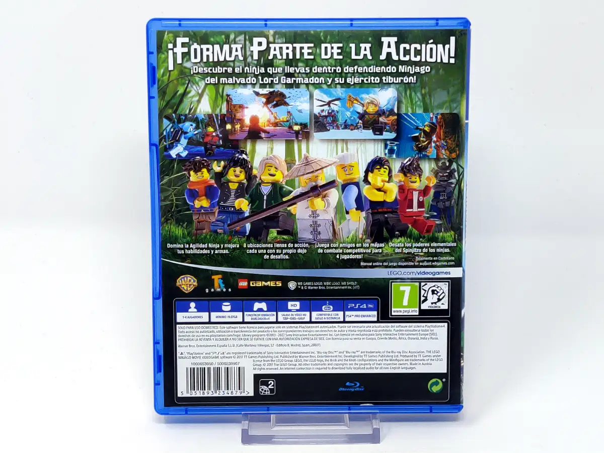 Parte trasera de LEGO La NINJAGO Película: El Videojuego (ESP) para PlayStation 4, edición PAL España