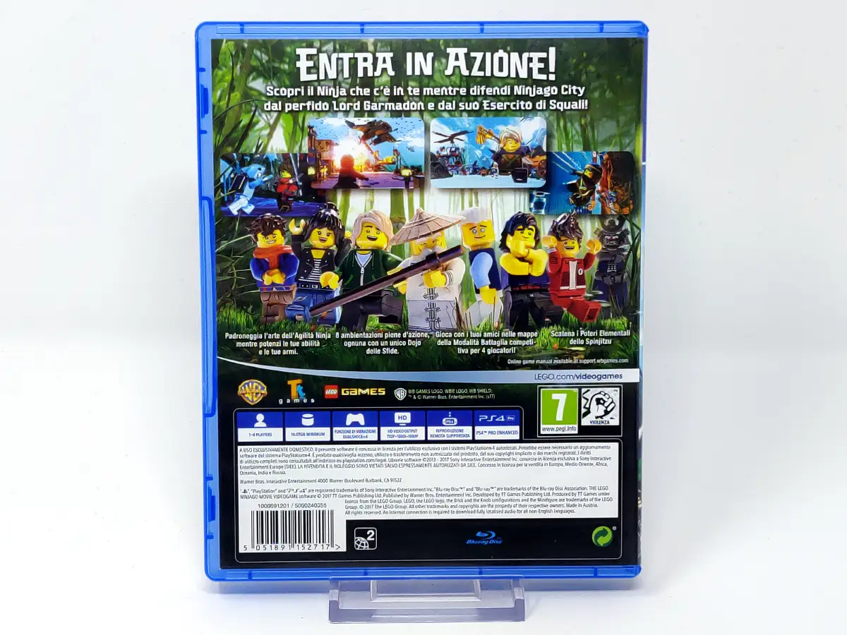 Parte trasera de LEGO NINJAGO Il Film: Videogame (ITA) para PlayStation 4, edición PAL Italia