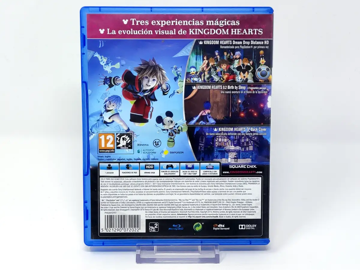 Parte trasera de Kingdom Hearts HD 2.8 Final Chapter Prologue (ESP) para PlayStation 4, edición PAL España