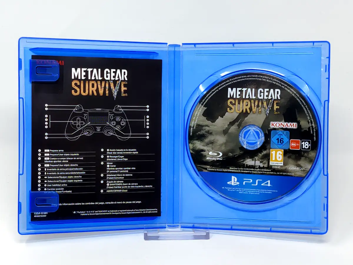 Interior del juego Metal Gear Survive (ESP) (Rebajado) para PlayStation 4 con disco y manual