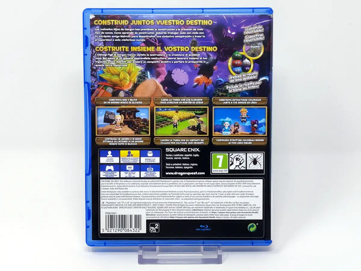 Parte trasera de Dragon Quest Builders 2 (ESP) para PlayStation 4, edición PAL España