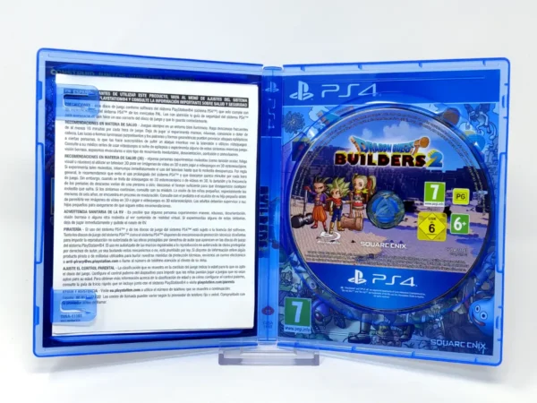 Interior del juego Dragon Quest Builders 2 (ESP) para PlayStation 4 con disco y manual