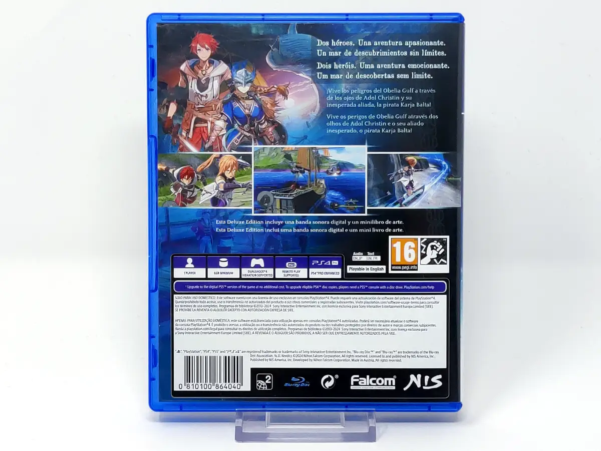 Parte trasera de Ys X: Nordics (Deluxe Edition) (ESP) para PlayStation 4, edición PAL España