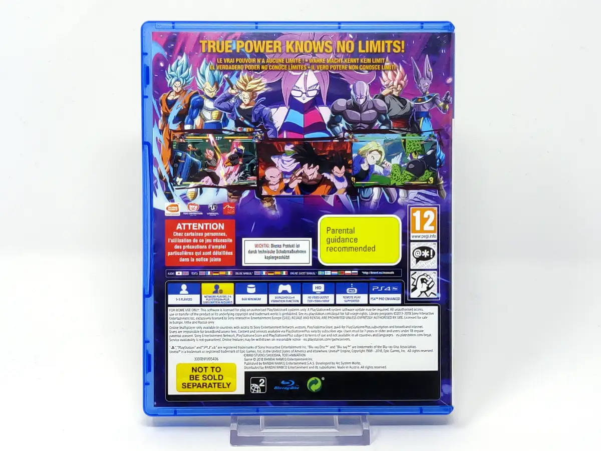 Parte trasera de Dragon Ball Fighter Z (EUR) para PlayStation 4, edición PAL EUR