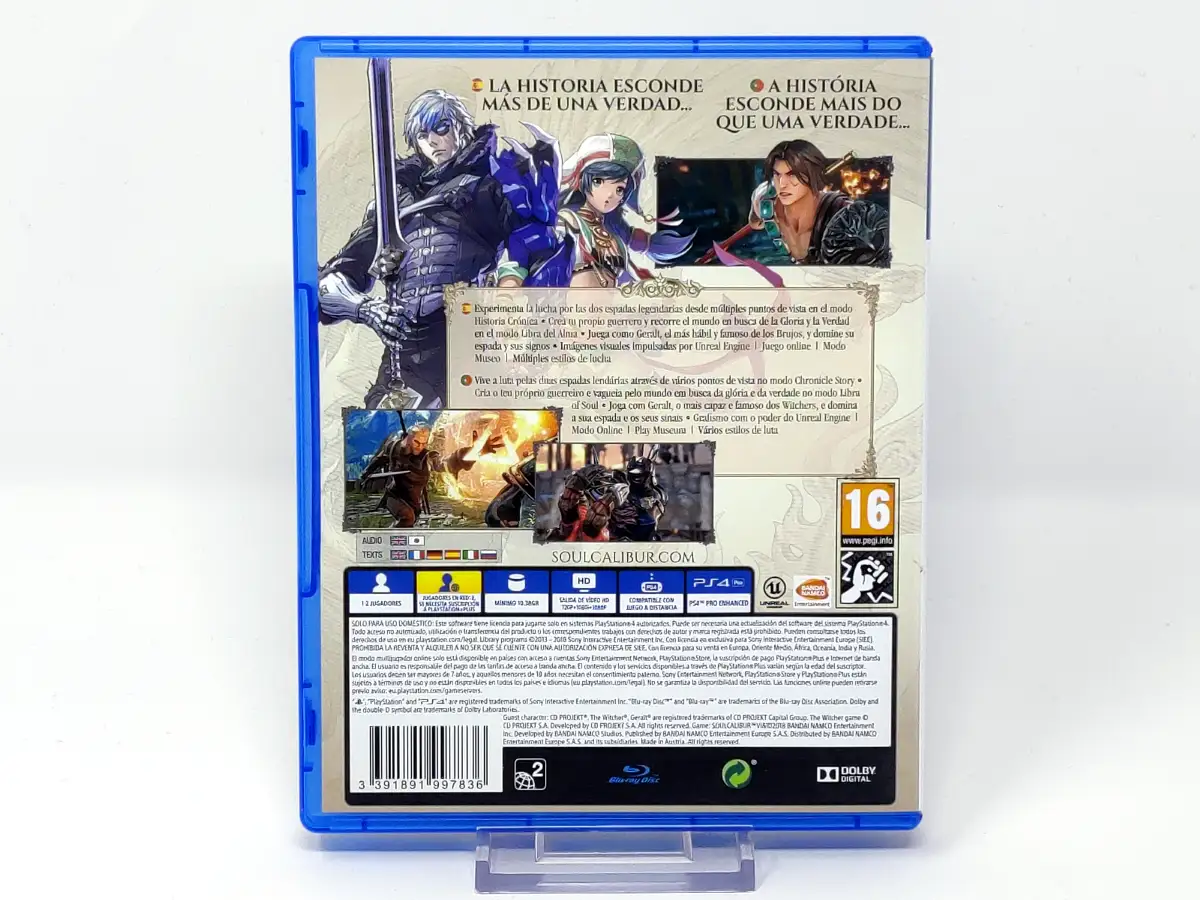 Parte trasera de SoulCalibur VI (ESP) para PlayStation 4, edición PAL España
