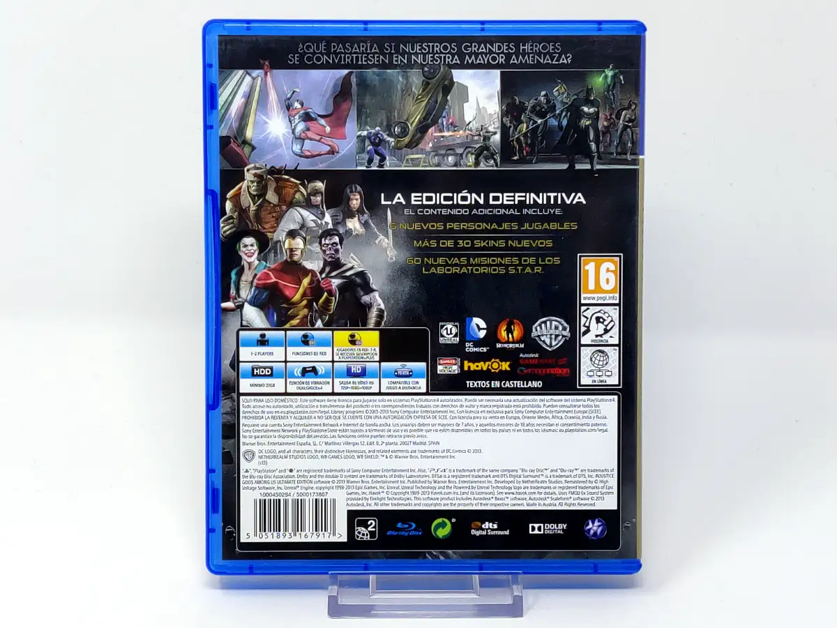 Parte trasera de Injustice: Gods Among Us (Ultimate Edition) (ESP) para PlayStation 4, edición PAL España