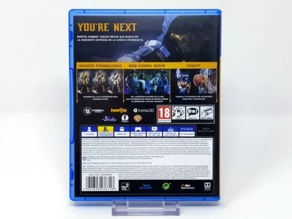 Parte trasera de Mortal Kombat 11 (ESP) para PlayStation 4, edición PAL España