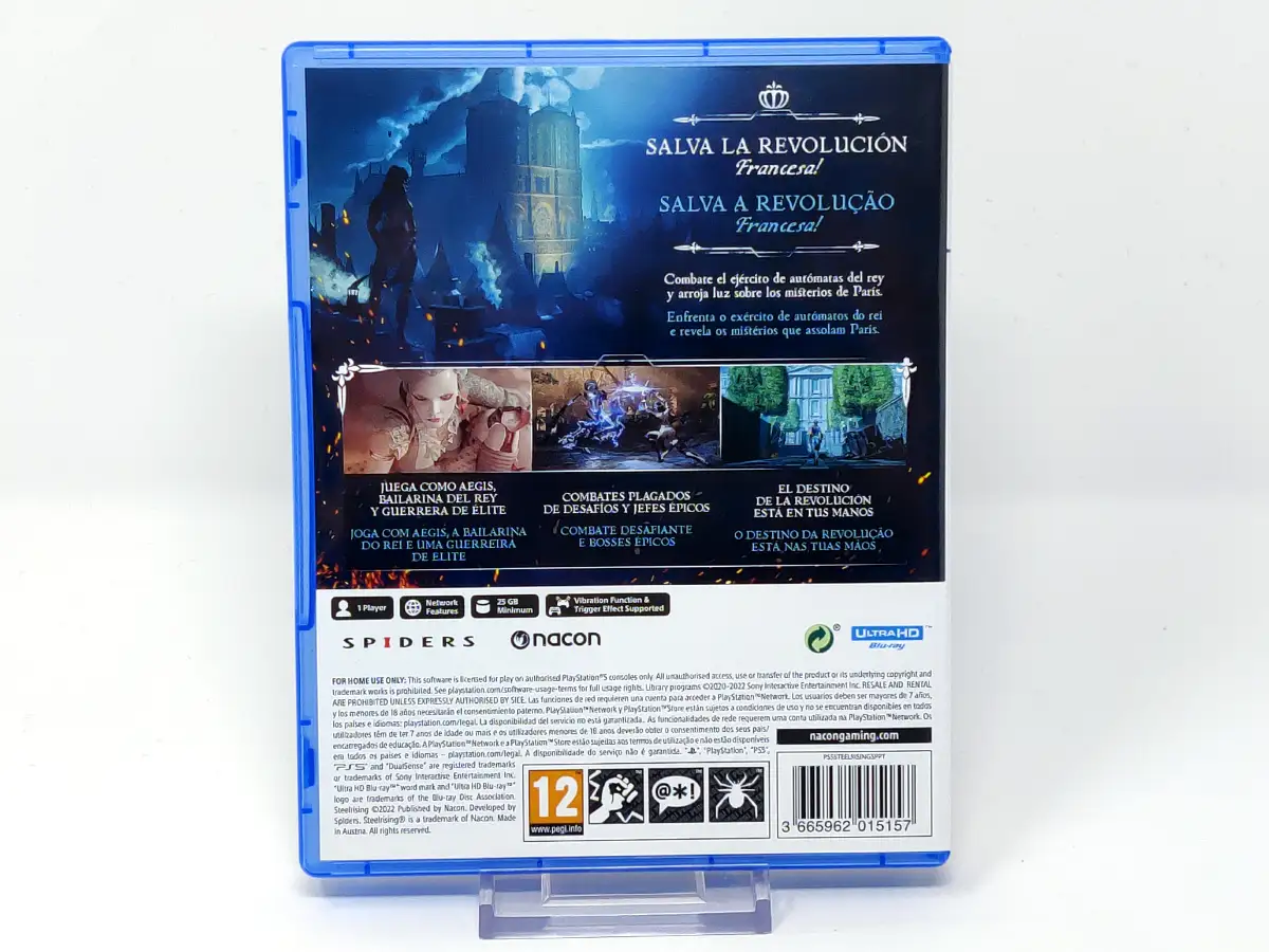 Parte trasera de Steelrising (ESP) para PlayStation 5, edición PAL España