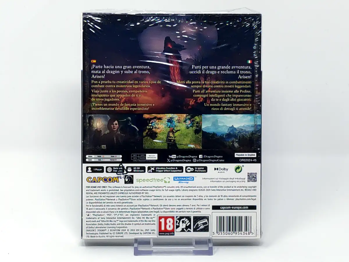 Parte trasera de Dragon’s Dogma 2 (ESP) (Steelbook) para PlayStation 5, edición PAL España