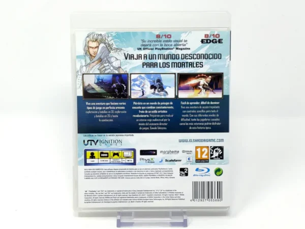 Parte trasera de El Shaddai: Ascension of the Metatron (ESP) para PlayStation 3, edición PAL España