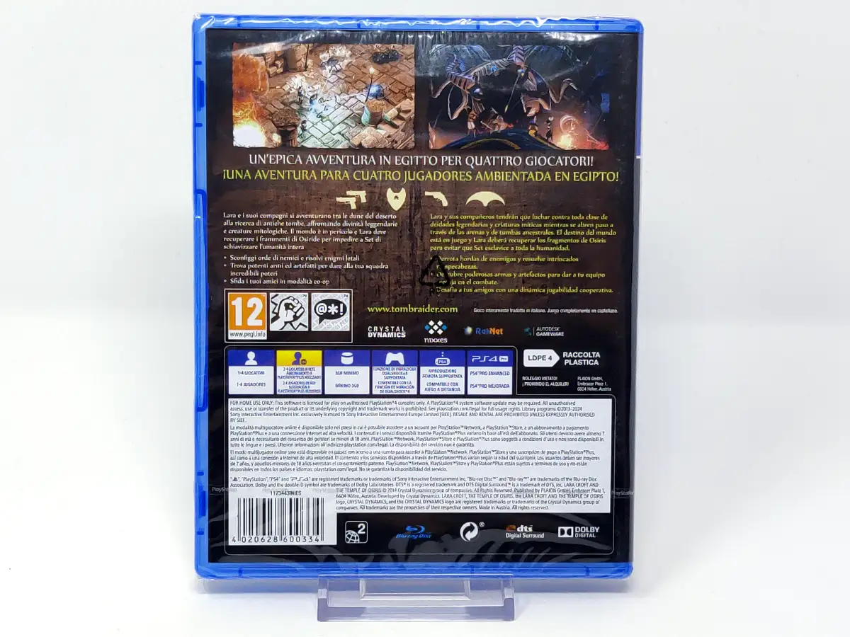 Parte trasera de Lara Croft and the Temple of Osiris (ESP) (Precintado) para PlayStation 4, edición PAL España