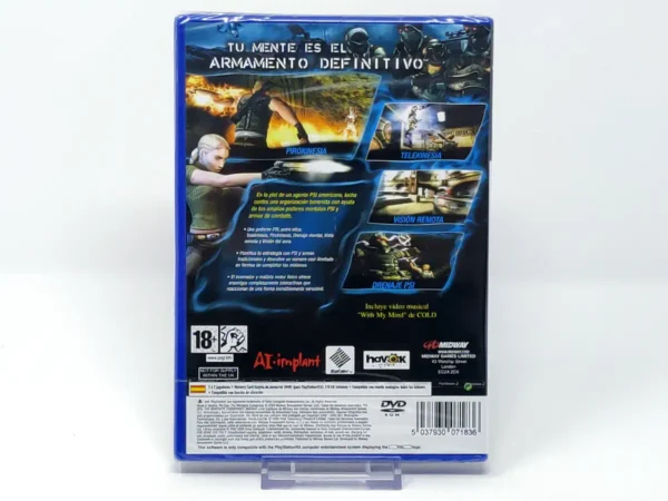 Parte trasera de Psi-Ops: The Mindgate Conspiracy (ESP) (Precintado) para PlayStation 2, edición PAL España