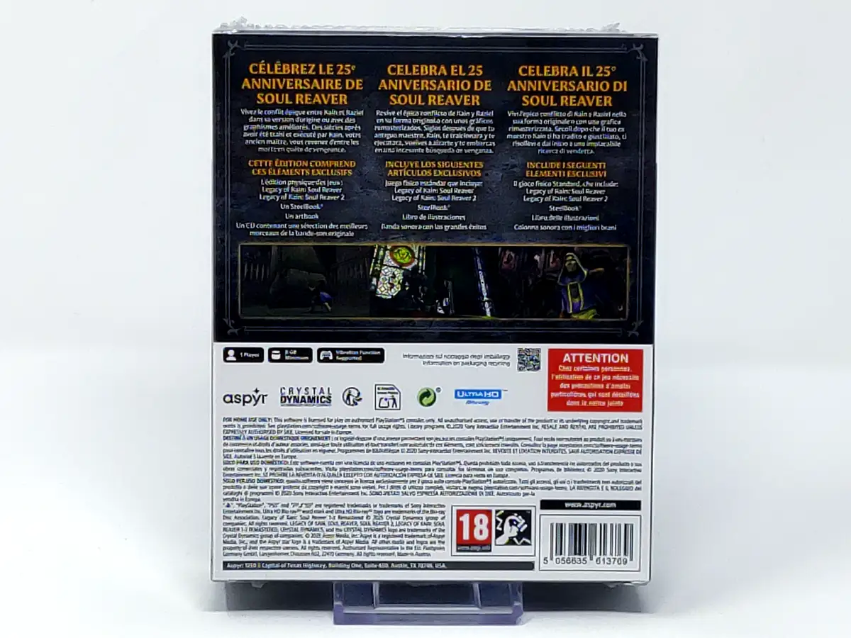 Lateral de la caja de Legacy of Kain: Soul Reaver 1 & 2 Remastered (Deluxe Edition) (ESP) (Precintado) para PlayStation 5