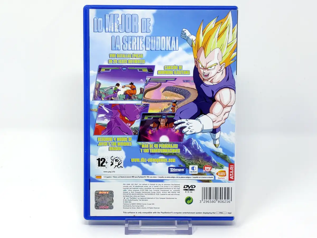 Parte trasera de Dragon Ball Z: Infinite World (ESP) para PlayStation 2, edición PAL España