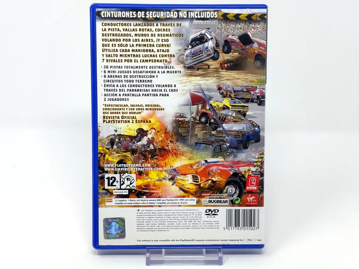 Parte trasera de FlatOut (ESP) para PlayStation 2, edición PAL España