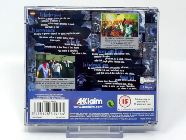 Parte trasera de Shadow Man (ESP) para Sega Dreamcast, edición PAL España