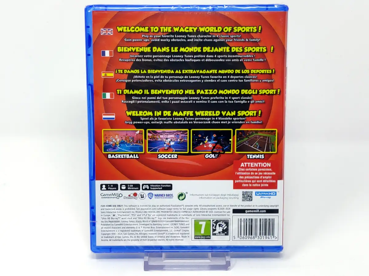 Parte trasera de Looney Tunes: Wacky World of Sports (ESP) (Precintado) para PlayStation 5, edición PAL España