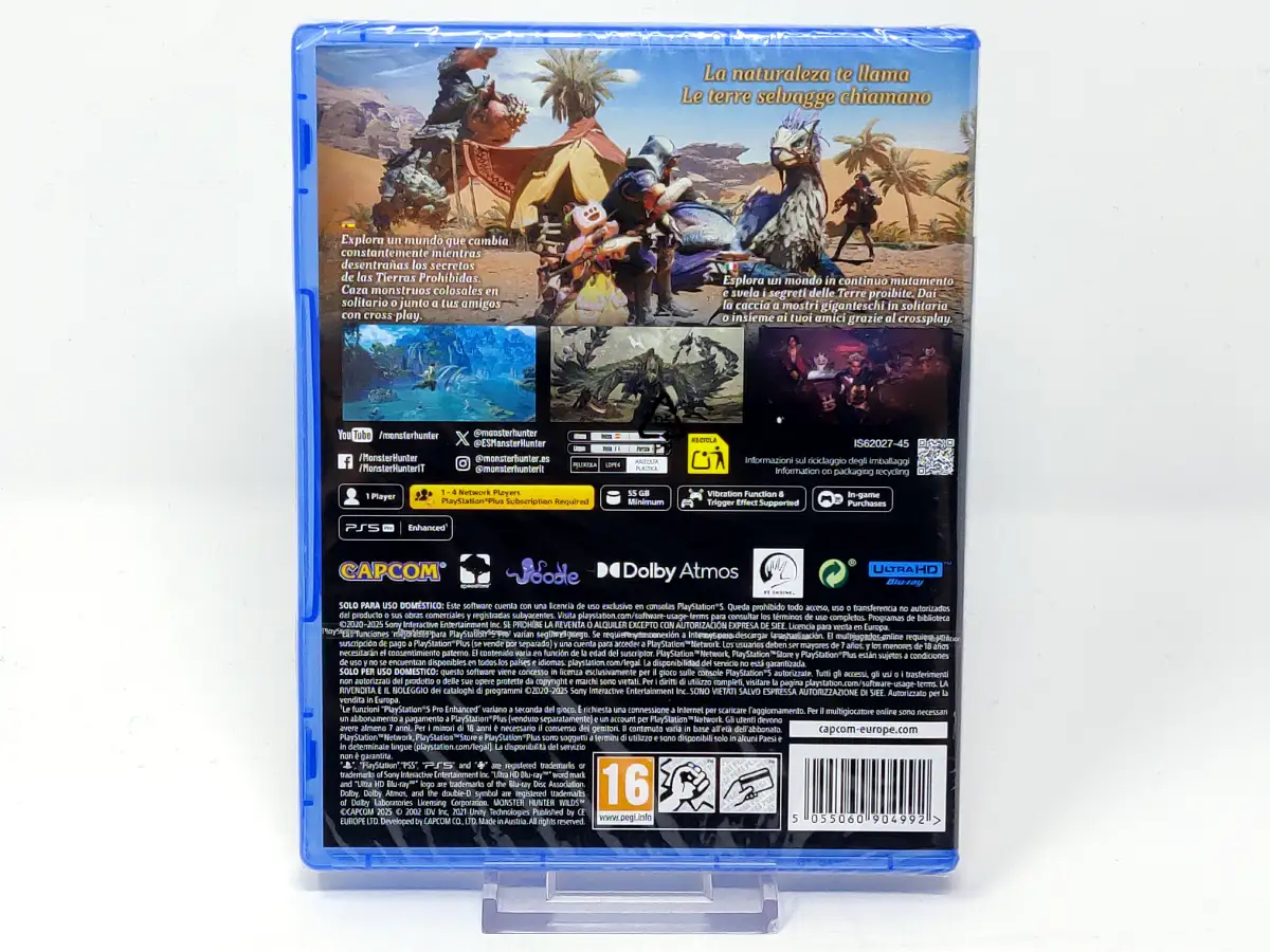 Parte trasera de Monster Hunter Wilds (ESP) (Precintado) para PlayStation 5, edición PAL España