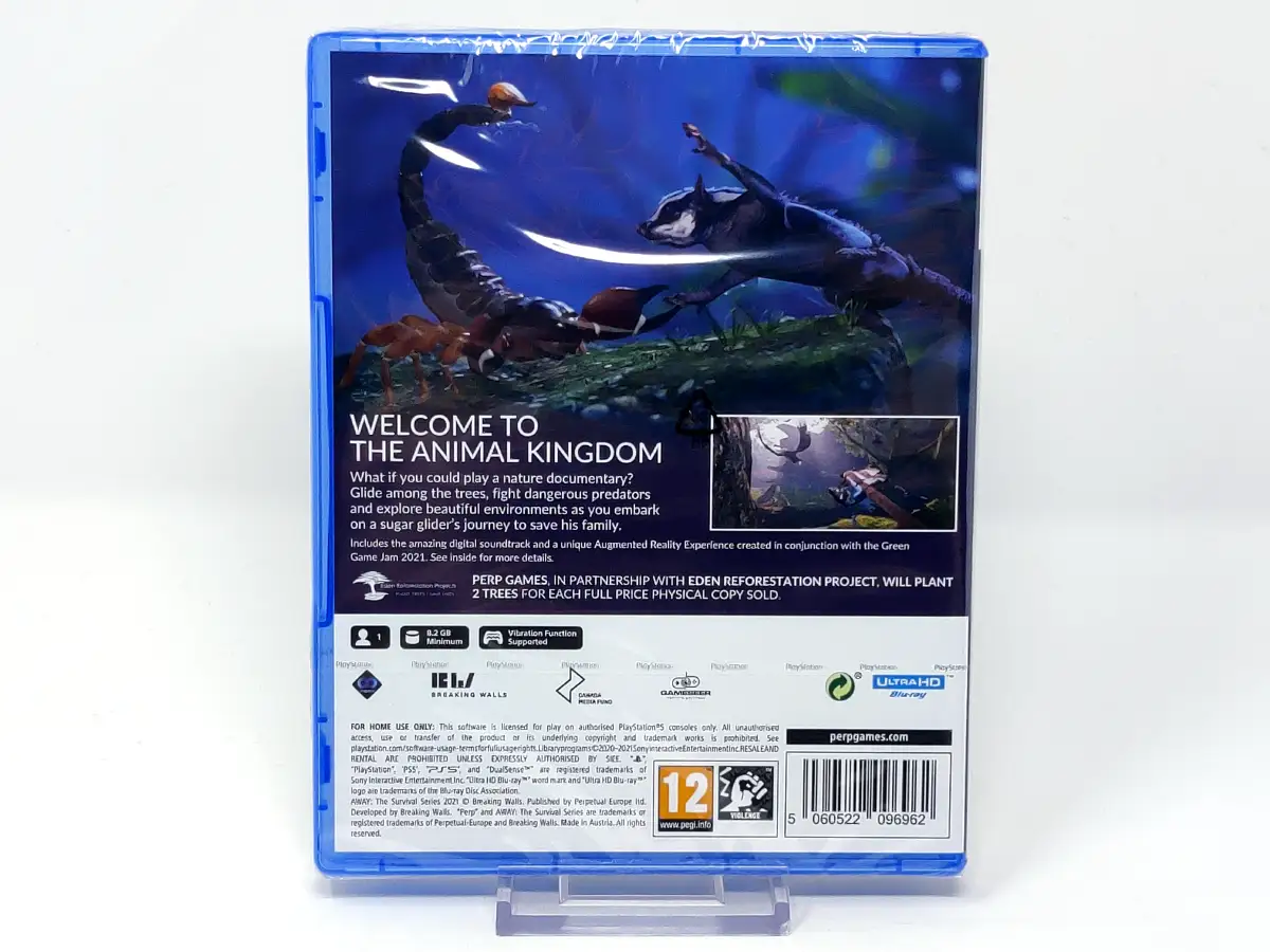 Parte trasera de AWAY: The Survival Series (EUR) (Precintado) para PlayStation 5, edición PAL EUR