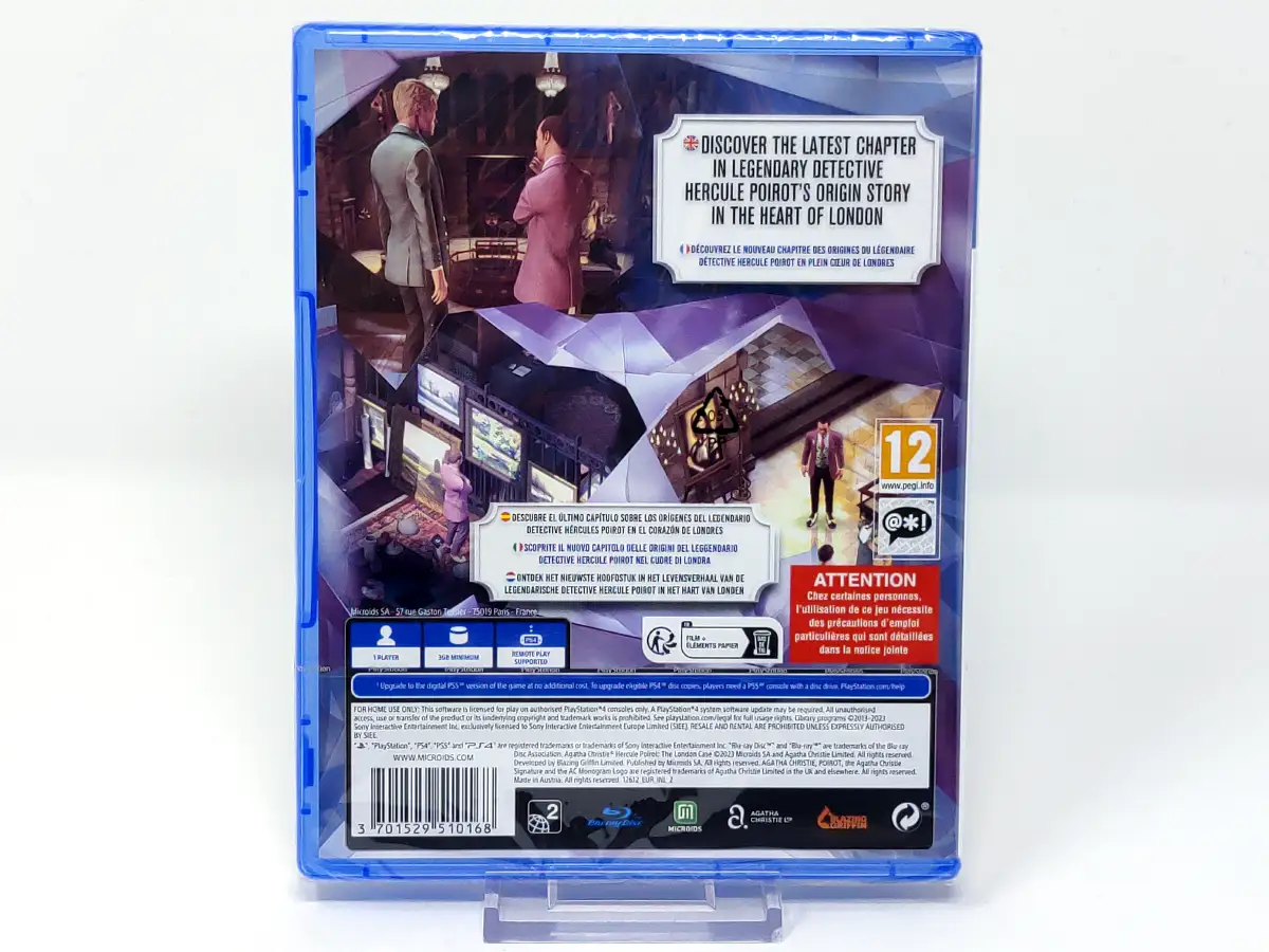 Parte trasera de Agatha Christie - Hercule Poirot: The London Case (ESP) (Precintado) para PlayStation 4, edición PAL España