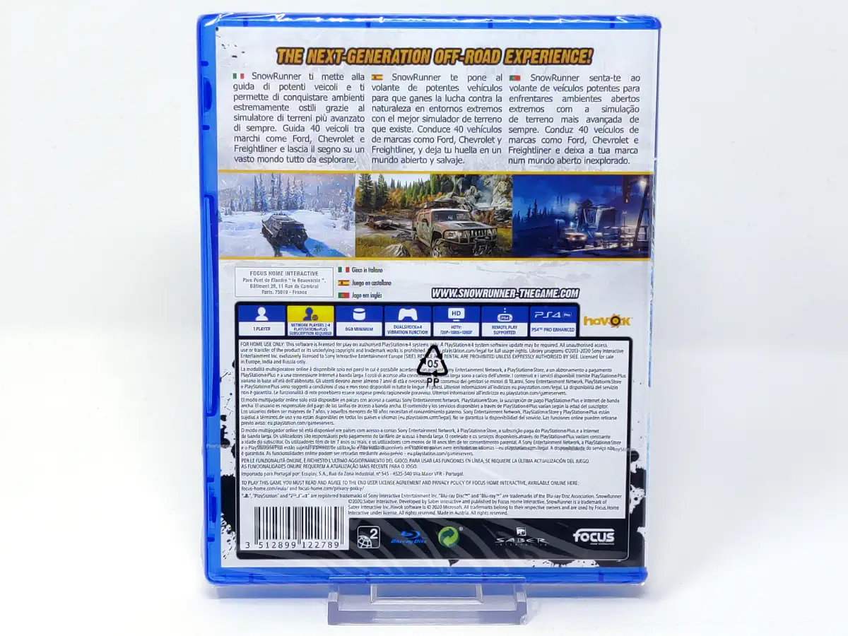 Parte trasera de SnowRunner (ESP) (Precintado) para PlayStation 4, edición PAL España