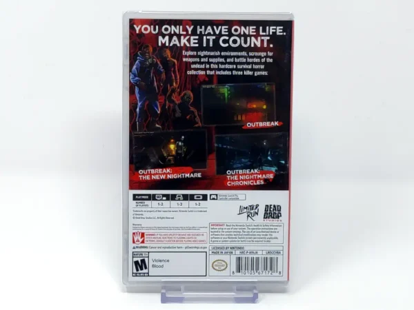 Parte trasera de Outbreak Collection: Part 1 (USA) (Limited Run) (Precintado) para Nintendo Switch, edición NTSC USA