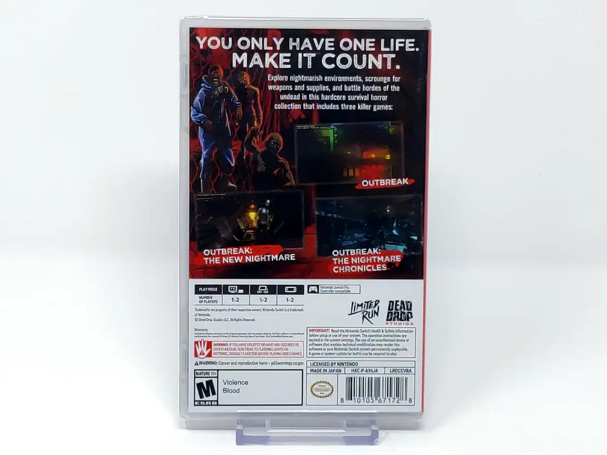 Parte trasera de Outbreak Collection: Part 1 (USA) (Limited Run) (Precintado) para Nintendo Switch, edición NTSC USA