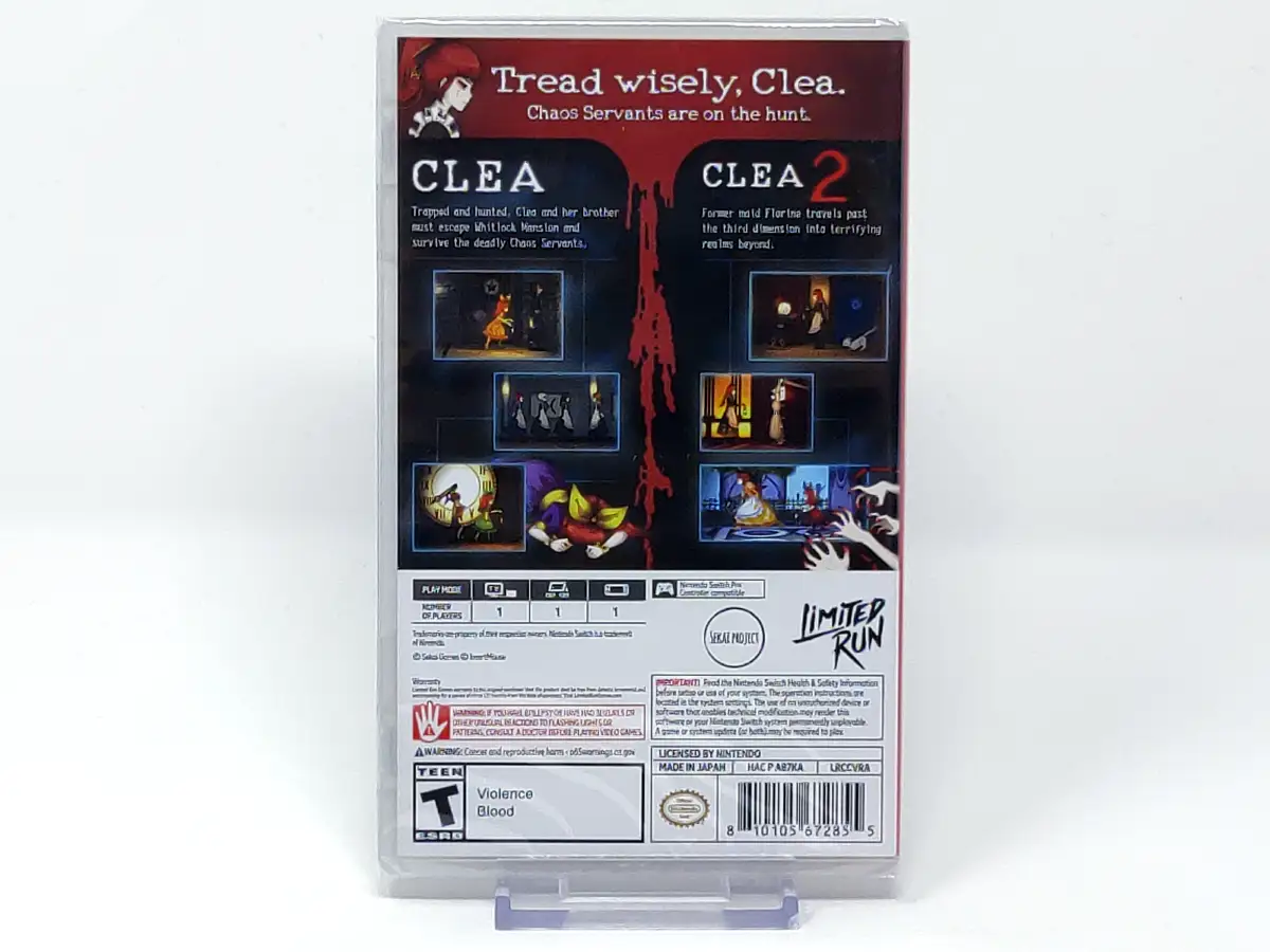 Parte trasera de Clea (Complete Collection) (USA) (Limited Run) (Precintado) para Nintendo Switch, edición NTSC USA