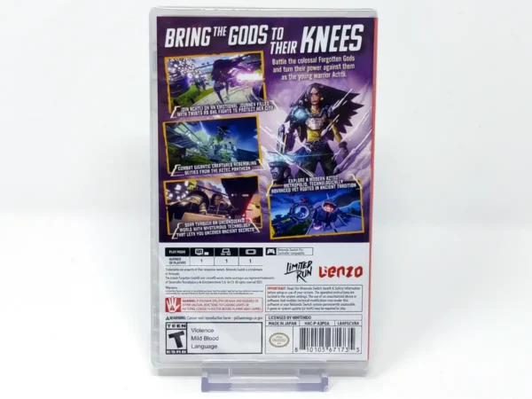 Parte trasera de Aztech: Forgotten Gods (USA) (Limited Run) (Precintado) para Nintendo Switch, edición NTSC USA