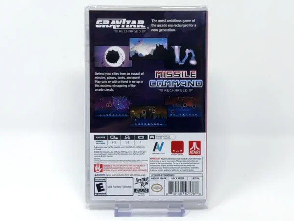 Parte trasera de Atari Recharged Collection 4 (USA) (Limited Run) (Precintado) para Nintendo Switch, edición NTSC USA